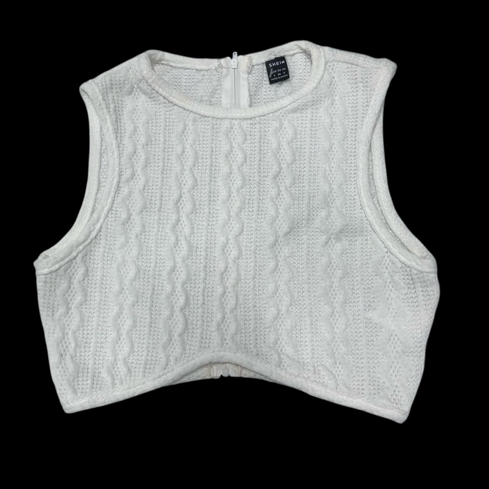H&M Cream Ribbed Sleeveless Crop Tank